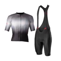 CASTELLI Cyklistický krátký dres a krátké kalhoty - AERO RACE 6.0 - bílá/černá/šedá
