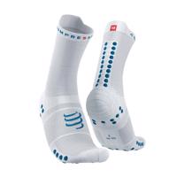 COMPRESSPORT Cyklistické ponožky klasické - PRO RACING 4.0 RUN - bílá/modrá 42-44