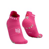 COMPRESSPORT Cyklistické ponožky klasické - PRO RACING 4.0 RUN - růžová/zelená 39-41