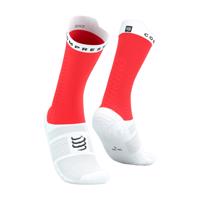 COMPRESSPORT Cyklistické ponožky klasické - PRO RACING SOCKS V4.0 BIKE - červená/bílá 42-44