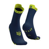 COMPRESSPORT Cyklistické ponožky klasické - PRO RACING V4.0 RUN HIGH - modrá/žlutá 35-38