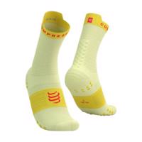 COMPRESSPORT Cyklistické ponožky klasické - PRO RACING V4.0 RUN HIGH - žlutá/červená 42-44