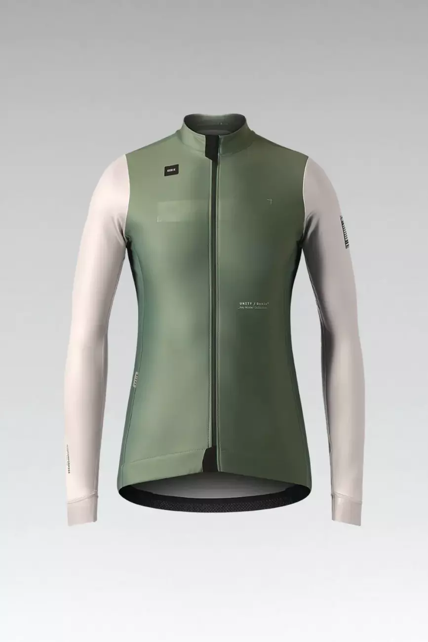 GOBIK Cyklistická větruodolná bunda - SKIMO PRO WOMEN - ivory/zelená