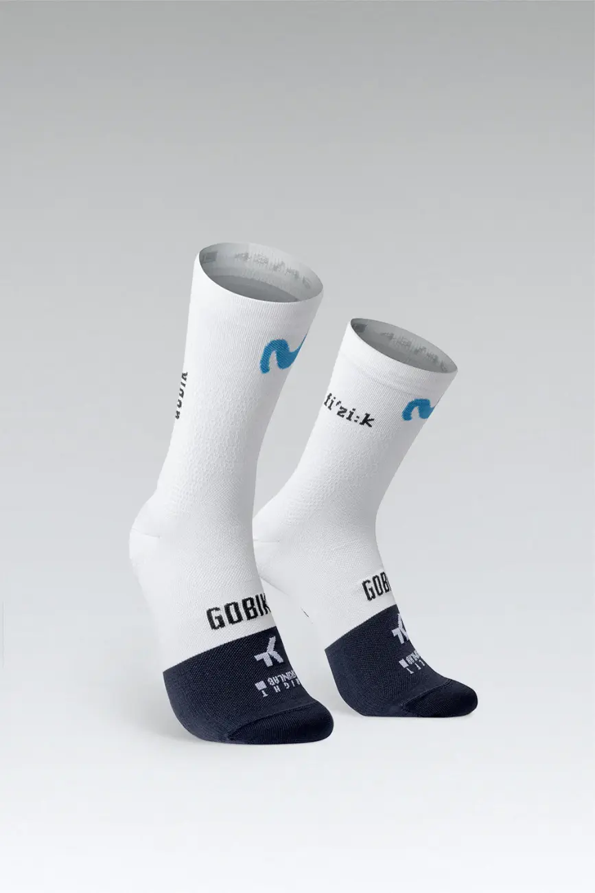 GOBIK Cyklistické ponožky klasické - LIGHTWEIGHT 2.0 MOVISTAR TEAM 2025 - bílá/šedá/černá M