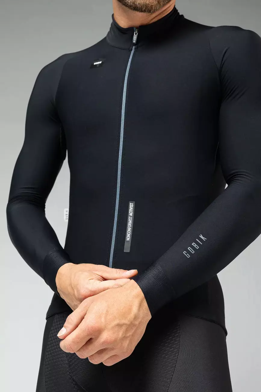 GOBIK Cyklistický dres s dlouhým rukávem zimní - PACER SOLID - černá M