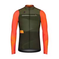 GOBIK Cyklistický dres s dlouhým rukávem zimní - SUPERCOBBLE - oranžová/zelená L