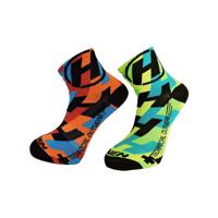 HAVEN Cyklistické ponožky klasické - LITE SILVER NEO 2PAK - oranžová/zelená 34-36