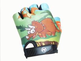 HAVEN Cyklistické rukavice krátkoprsté - DREAM DINO - zelená/oranžová M