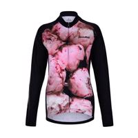HOLOKOLO Cyklistický dres s dlouhým rukávem zimní - PEONY LADY WINTER - černá/růžová