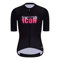HOLOKOLO Cyklistický dres s krátkým rukávem - ICON ELITE LADY - černá/růžová/bílá S