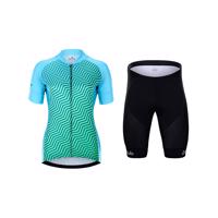 HOLOKOLO Cyklistický krátký dres a krátké kalhoty - DAYBREAK LADY - černá/zelená/světle modrá