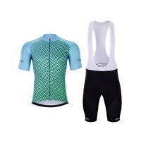 HOLOKOLO Cyklistický krátký dres a krátké kalhoty - DAYBREAK - světle modrá/zelená/černá