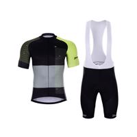 HOLOKOLO Cyklistický krátký dres a krátké kalhoty - ENGRAVE - zelená/černá/šedá