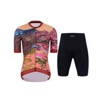 HOLOKOLO Cyklistický krátký dres a krátké kalhoty - FREE ELITE LADY - vícebarevná/oranžová/černá