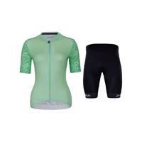 HOLOKOLO Cyklistický krátký dres a krátké kalhoty - FRESH ELITE LADY - černá/zelená