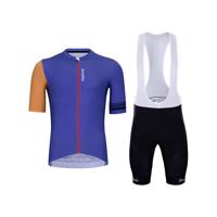 HOLOKOLO Cyklistický krátký dres a krátké kalhoty - GREAT ELITE - modrá/černá/oranžová