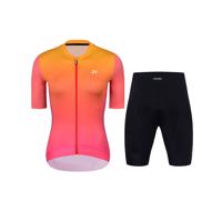 HOLOKOLO Cyklistický krátký dres a krátké kalhoty - INFINITY LADY - černá/růžová/oranžová