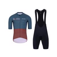 HOLOKOLO Cyklistický krátký dres a krátké kalhoty - VIBES - červená/černá/šedá