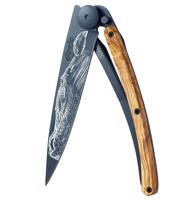 Kapesní nůž Deejo 1GB140 Black tattoo 37g, olive wood, warmblood