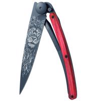 Kapesní nůž Deejo 1GB142 Black tattoo 37g, red beech, Lion