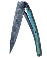 Kapesní nůž Deejo 1GB145 Black tattoo 37g, blue beech, Fish