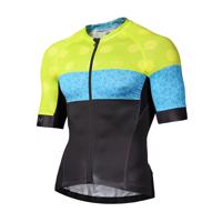 MONTON Cyklistický dres s krátkým rukávem - CLIMBING FLOWER - žlutá/černá 2XL