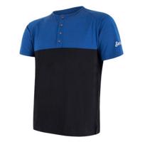 Pánské triko Sensor MERINO AIR PT s knoflíky modrá/černá