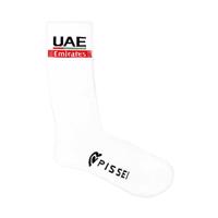 PISSEI Cyklistické ponožky klasické - UAE TEAM EMIRATES 2024 - bílá S-M