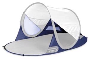 Samorozkládací plážový paravan Spokey STRATUS UV 40 190x120x90 cm bílo-modrý