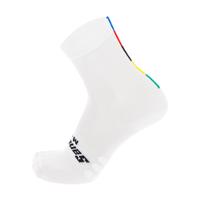 SANTINI Cyklistické ponožky klasické - UCI RAINBOW - bílá M-L