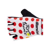 SANTINI Cyklistické rukavice krátkoprsté - TOUR DE FRANCE 2023 - bílá/červená L