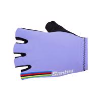 SANTINI Cyklistické rukavice krátkoprsté - UCI RAINBOW - fialová