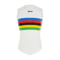 SANTINI Cyklistické triko bez rukávů - UCI RAINBOW - bílá/duhová M-L