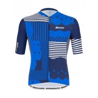 SANTINI Cyklistický dres s krátkým rukávem - DELTA OPTIC - bílá/modrá S