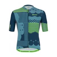 SANTINI Cyklistický dres s krátkým rukávem - DELTA OPTIC - modrá/zelená M