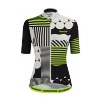 SANTINI Cyklistický dres s krátkým rukávem - GIADA OPTIC LADY - žlutá/černá/bílá L