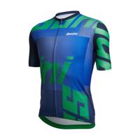 SANTINI Cyklistický dres s krátkým rukávem - KARMA LOGO  - modrá/zelená 2XL