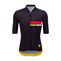SANTINI Cyklistický dres s krátkým rukávem - TDF MAILLOT JAUNE ALPE D'HUEZ - černá/vícebarevná L