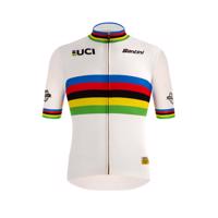 SANTINI Cyklistický dres s krátkým rukávem - UCI WORLD 100 GOLD - bílá/duhová 2XL