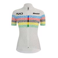SANTINI Cyklistický dres s krátkým rukávem - UCI WORLD 100 LADY - bílá/duhová XS