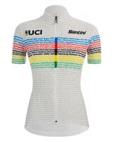 SANTINI Cyklistický dres s krátkým rukávem - UCI WORLD 100 LADY - duhová/bílá XS