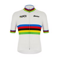 SANTINI Cyklistický dres s krátkým rukávem - UCI WORLD CHAMP ECO - bílá/duhová 4XL