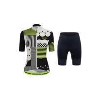 SANTINI Cyklistický krátký dres a krátké kalhoty - GIADA OPTIC LADY - žlutá/bílá/černá