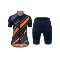 SANTINI Cyklistický krátký dres a krátké kalhoty - SLEEK RAGGIO LADY - modrá/oranžová