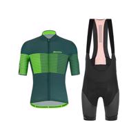 SANTINI Cyklistický krátký dres a krátké kalhoty - TONO FRECCIA - zelená/černá