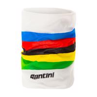 SANTINI Cyklistický nákrčník - UCI RAINBOW - bílá/duhová