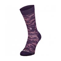 SCOTT Cyklistické ponožky klasické - TRAIL CAMO CREW - fialová/bílá 45-47
