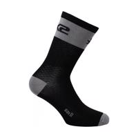 SIX2 Cyklistické ponožky klasické - SHORT LOGO - černá/šedá 36-39