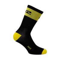 SIX2 Cyklistické ponožky klasické - SHORT LOGO - černá/žlutá 36-39