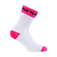 SIX2 Cyklistické ponožky klasické - WHITE SHORT - růžová/bílá 35-38